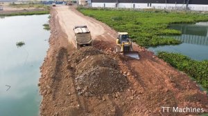 Successfully Connected Road Across Deep Water Build For Villager By Skills Operating Of Shatui Dozer