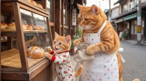 Мама-кошка покупает последний хлебец для Рыжего котенка 🐱💛