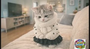 Как мило! Котёнок-тигрёнок впервые пробует карате