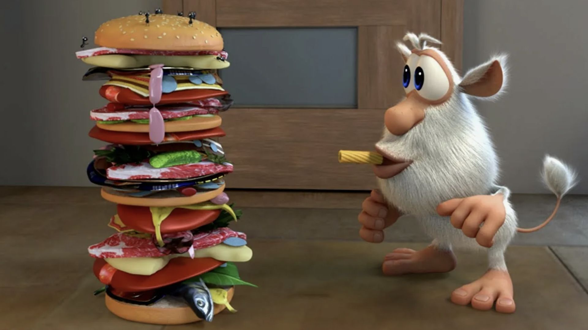 Буба 18 серия Бургер Супер мультфильм для детей Буба готовка бургера, вкусный рецепт бургера от Бубы