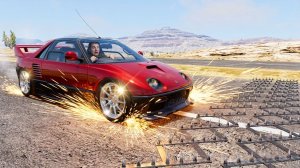 BeamNG Drive - Аварии на высокой скорости на шипованной ленте