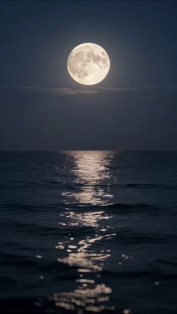 Лунный свет над океаном: волшебство ночи #луна #океан #ночь