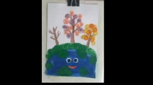 Рисуем планету Земля вместе с детьми кисточкой-губка, легко и просто