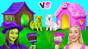 Домики для Собак Одного Цвета Челлендж | Барби vs Злая от Multi DO Girls