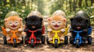 Мультики для детей. Котики в лесу нашли яйца динозавра. Мультик