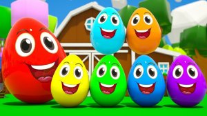 Изучаем цвета и песенку про автобус и колеса - Разноцветные яйца на ферме - Детские стишки и песенки