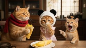 Мама собирает Дуриан и готовит дуриановые блинчики для Рыжей сестренки и котенка в Тигровой шапке