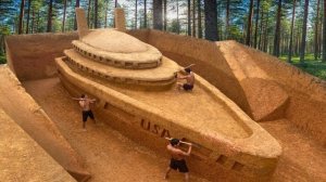 Строительство бассейна с яхтой в джунглях, примитивными методами.