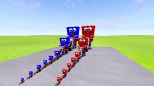 Большой и маленький Губка Боб на мотоцикле против