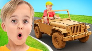 Челлендж с картонными машинками для детей