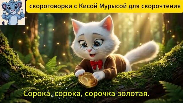 скороговорки. киса. Мурыса. Сорока, сорока, сорочка золотая.