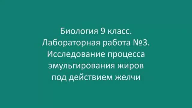 Исследование процесса эмульгирования жиров под действием желчи