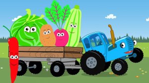 Синий трактор влог - Учим овощи и Собираем их для салата