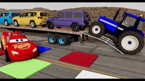 Double Flatbed Trailer Truck vs Speedbumps