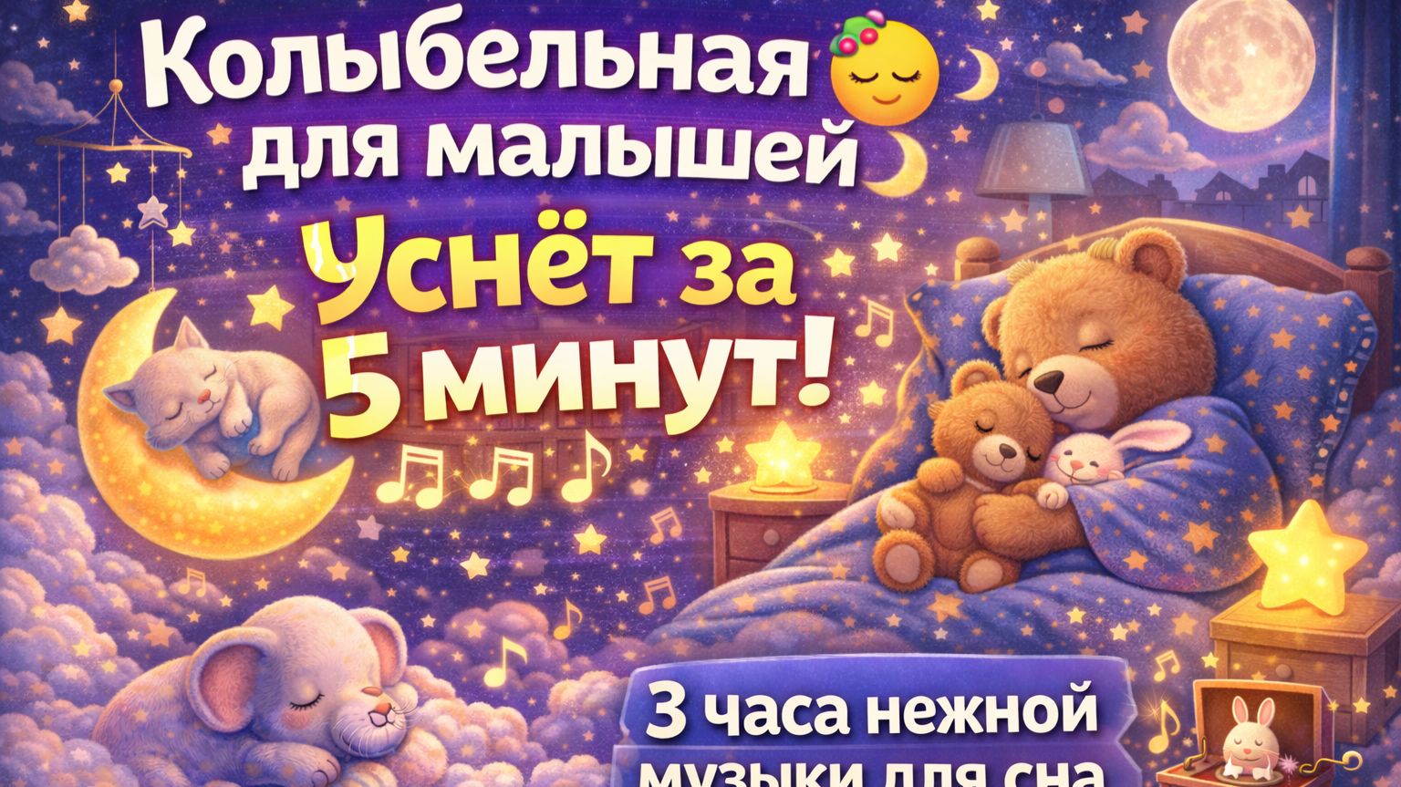 Нежная колыбельная для малышей 🌙 Быстрое засыпание за 5 минут | 3 часа сна