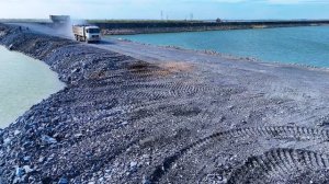 EP04! new project of pouring rocks into the deep lake water  With a team of machinery working skillf