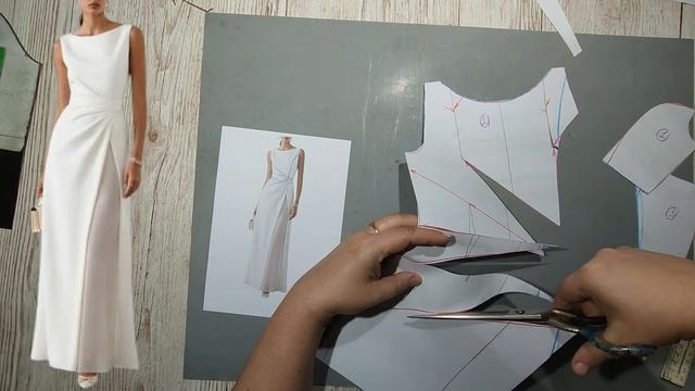 Моделирование. Складки в платье - как они сделаны. Выкройка № 2018.