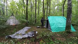 Установка печки в шалаше у вигвама. Везем печь на велике