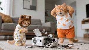 Рыжий котенок случайно разбил драгоценный семейный проектор, но они спокойно починили его вместе 🐱