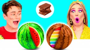 Челлендж. Шоколадная Еда vs Настоящая еда | Удивительные Кулинарные Рецепты от BaRaDa Challenge