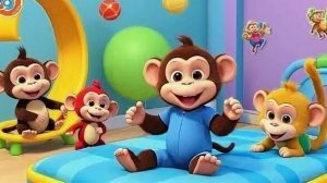 ДЕТСКИЕ ПЕСЕНКИ! ПЯТЬ ОБЕЗЬЯНОК ПРЫГАЛИ В КРОВАТКЕ