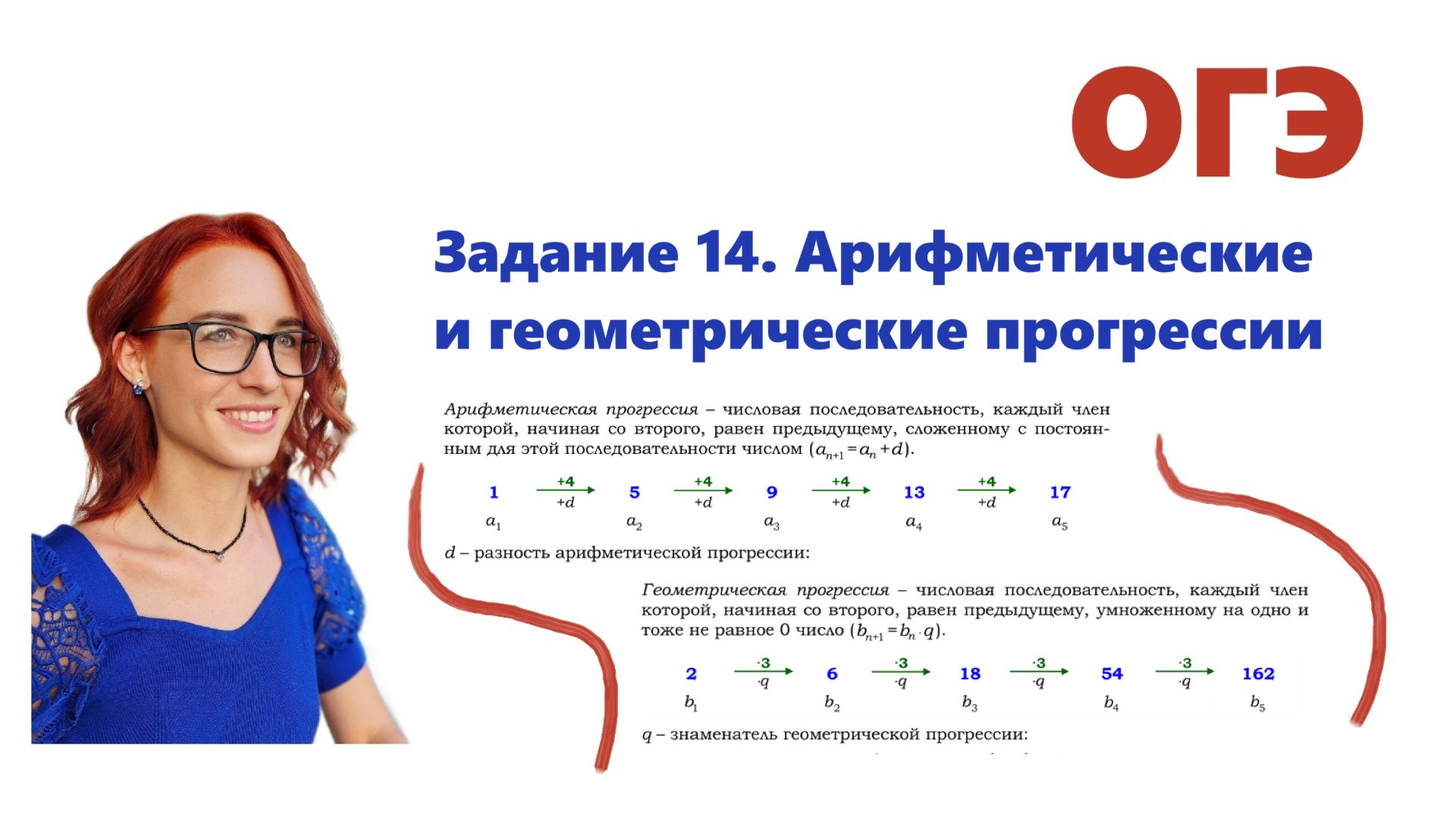 ОГЭ 2026. Задание 14. Арифметическая и геометрическая прогрессия . Урок 1. Теория