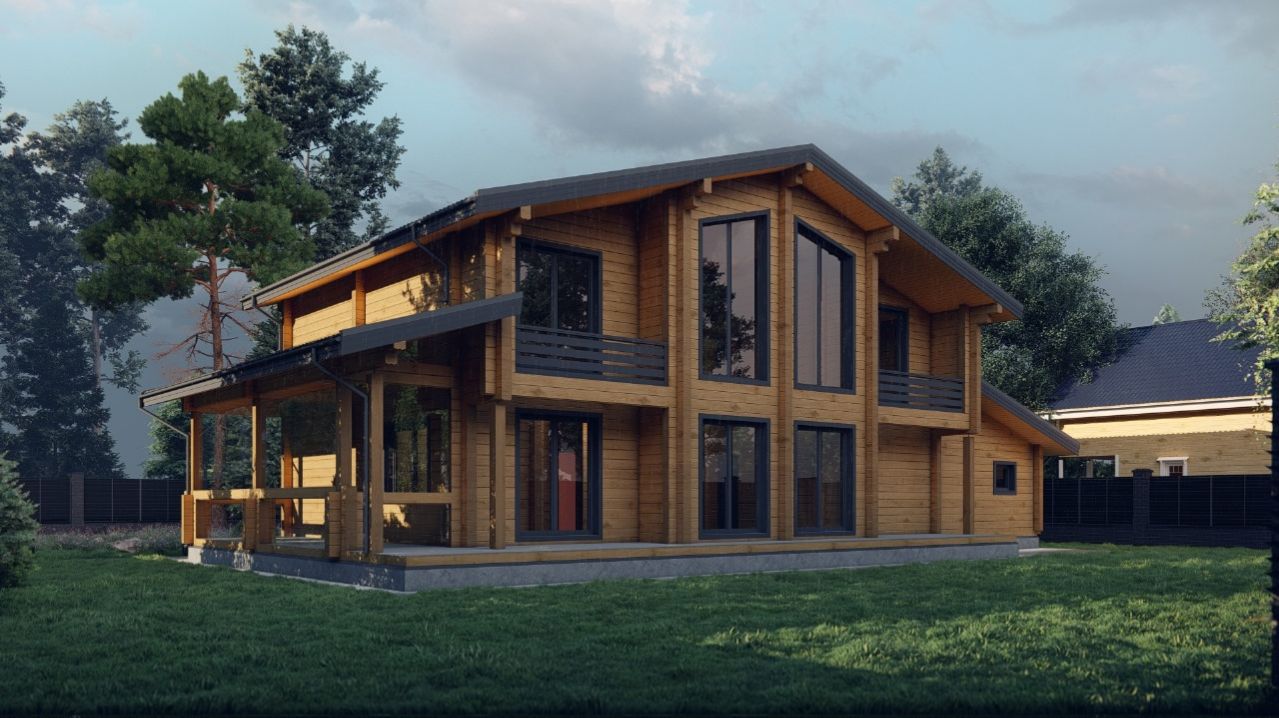 Обзор дома из клееного бруса 