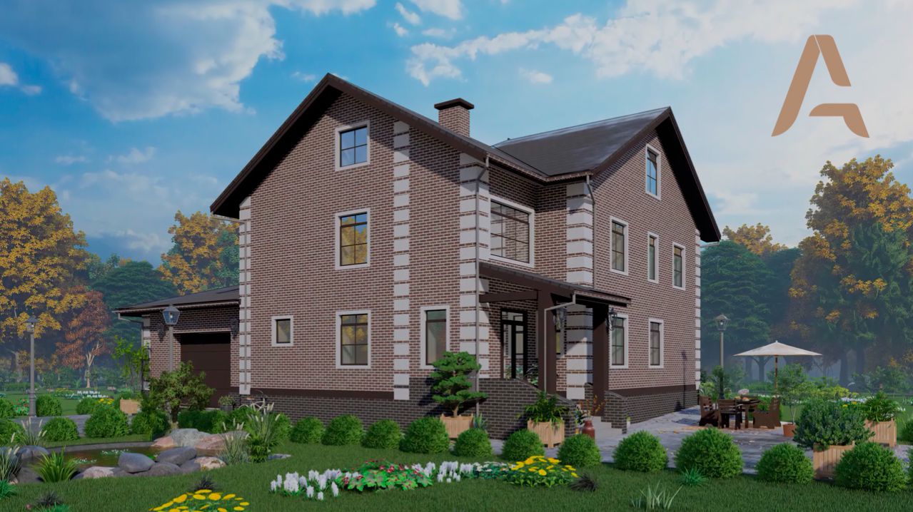 Практичный дом с хорошо продуманной планировкой. Обзор дома с мансардой, подвалом, гаражом и лоджией