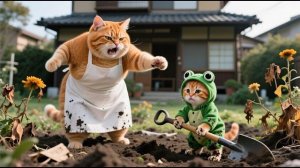 Мама-кошка в шоке! Рыжий котенок уничтожает сад 😱🌸 / Забавная история кошачьей семьи