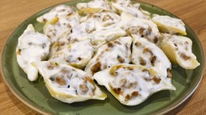 Диетические пельмени для ЖКТ — Конкильони с говядиной в сметанном соусе!