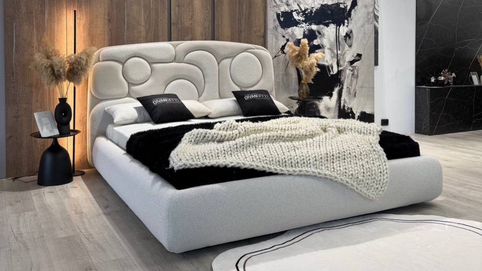 Кровать «САН» от фабрики дизайнерской мягкой мебели ДИВАНОФФ27 (собственное производство)