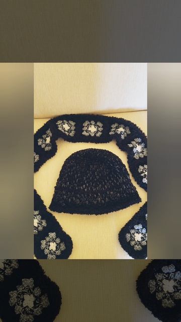 Шляпка с шарфиком связанные крючком.