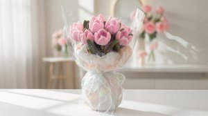 БУКЕТ ТЮЛЬПАНОВ ИЗ СИНЕЛЬНОЙ ПРОВОЛОКИ