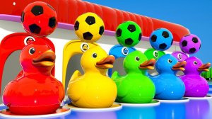 Пять маленьких утят Цветные футбольные мячи Разноцветные яйца-сюрпризы Детские стишки и песенки