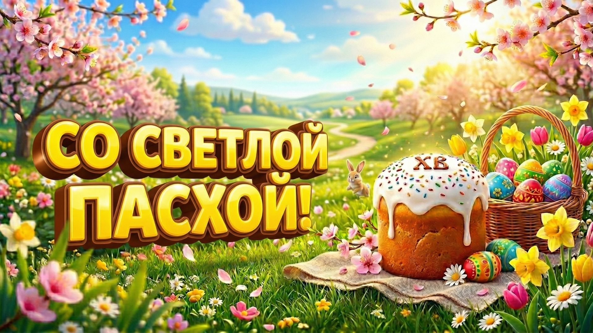 Со светлым Христовым Воскресеньем. Красивая музыкальная открытка.