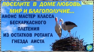 Анонс Мастер класса бескаркасного плетения из остатков ротанга Гнездо Аиста с Юлией Лукояновой
