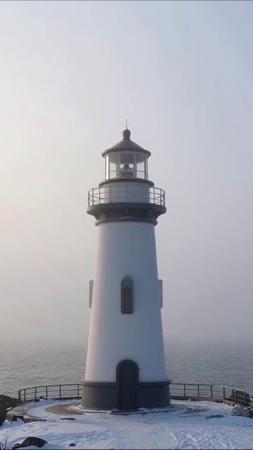 Маяк в тумане: морская красота #маяк #туман #природа