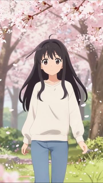 Прогулка среди сакуры #аниме #красота #природа