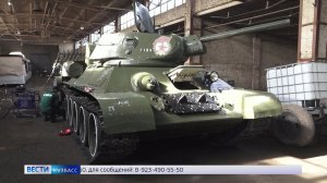 Подготовка к Параду Победы: в Кемерове с постамента сняли легендарный Т-34