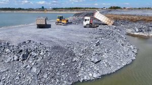 EP02!new project of pouring rocks into the deep lake water  With a team of machinery working skillfu