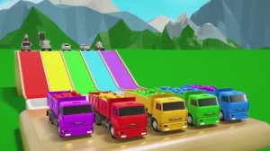 Какой цвет грузовика победит в гонке вниз по горке Песенка про акулу-малыша - Колеса на автобусе