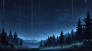 Свет в ночном лесу — уютная фоновая анимация