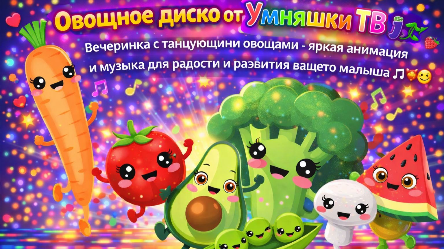 Овощное диско от Умняшки ТВ 🍆🕺🌿 Яркая анимация и музыка для развития вашего малыша!