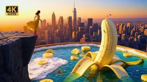 Гигантский фруктовый бассейн прыгает с неба  Расслабляющее ASMR-видео