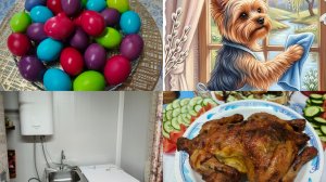 Стряпаю куличи ,красим яйца ,поставили станцию для горячей воды.