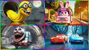 МОЛНИЯ МАКВИН EXE против ПАРОВОЗИК ТОМАС и МИНЬОН ЧЕРВЬ — Битва Машин и Школьный Автобус 🏎️⚡️