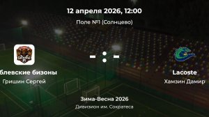 Дивизион им. Сократеса. Рублевские бизоны - Lacoste. Детская лига CityFootball