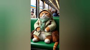 КОТИК УСТАЛ И УСНУЛ В ЭЛЕКТРИЧКЕ