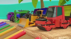 Экскаватор, трактор, пожарная машина, мусоровоз, полицейская машина. Коллекция игрушечных машинок