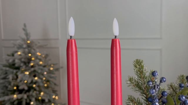 Набор восковых столовых свечей ВУЭЛО, красный, ‘натуральный фитилёк’, 38 см, 2 шт., пульт, AWL100460